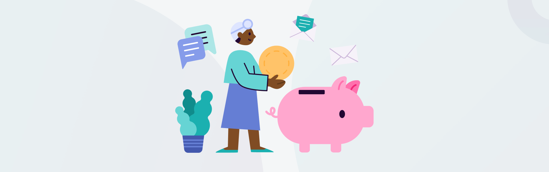 Illustration of a person trying to manage their finances