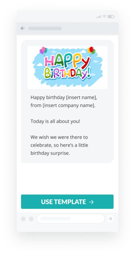 birthday sms template with a surprise discount