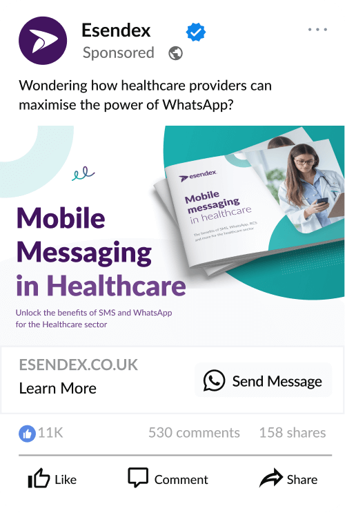 esendex whatsapp ad example on meta