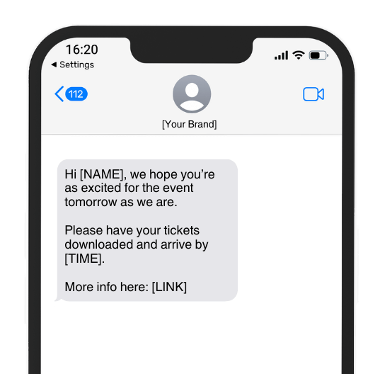 event reminder sms example message