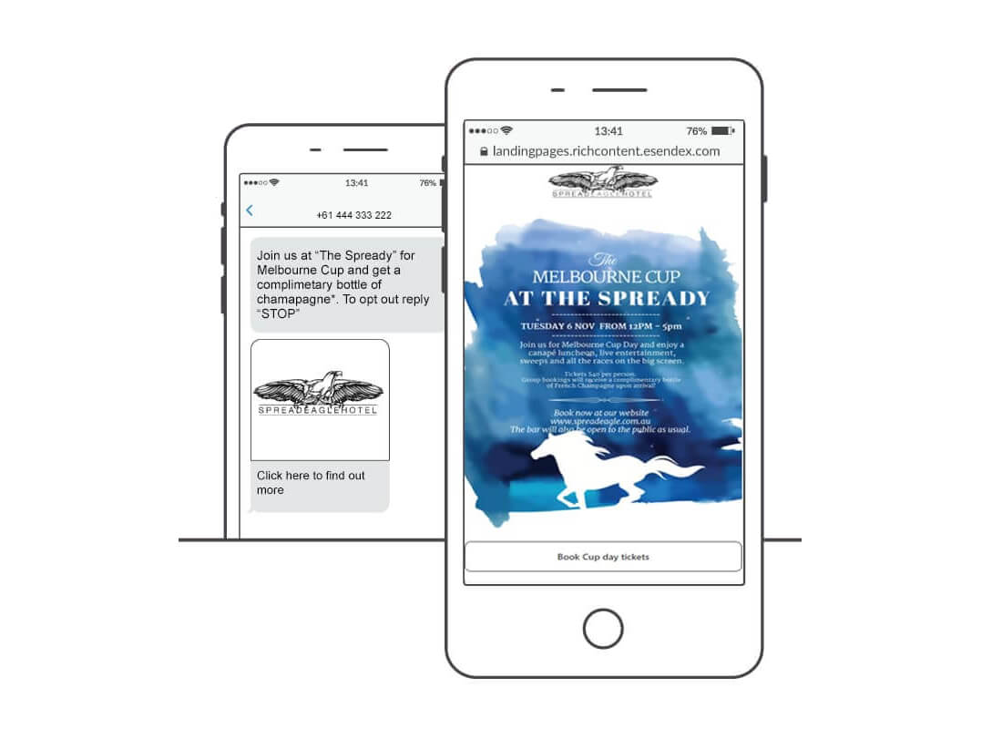 The Spread Eagle Hotel sms and landing page