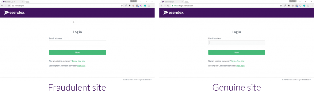 Phishing site example