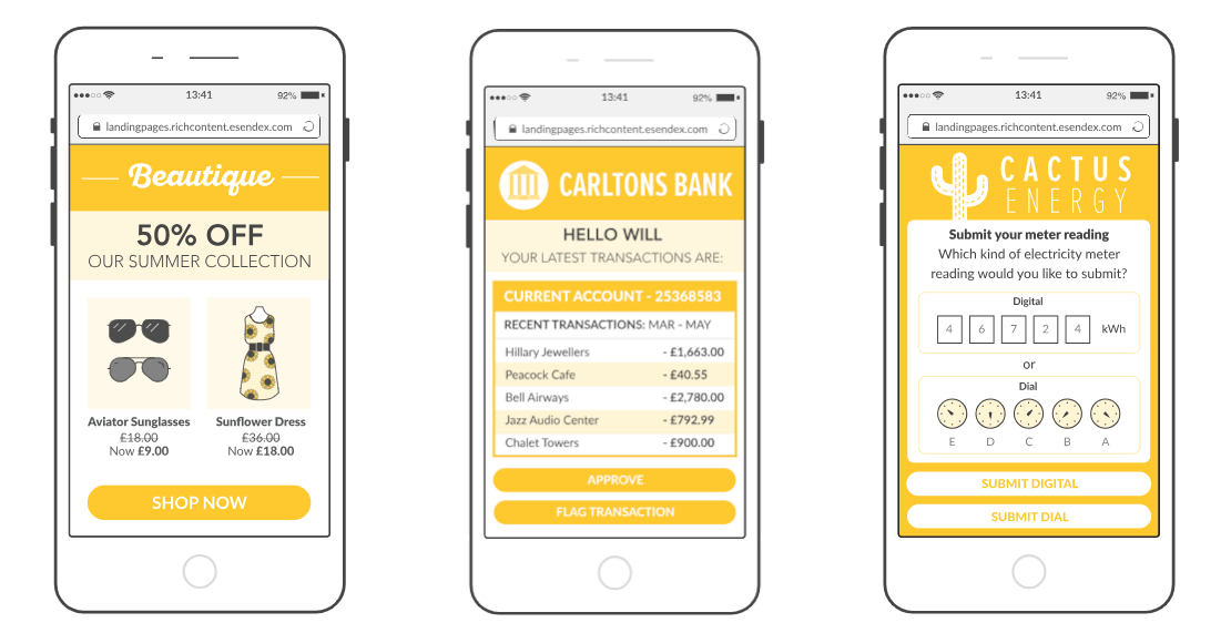 SMS Landing Page examples