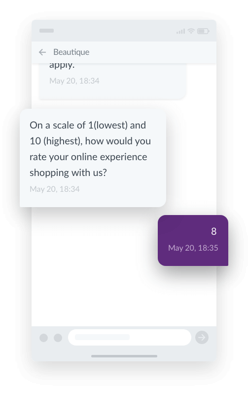 SMS customer survey example