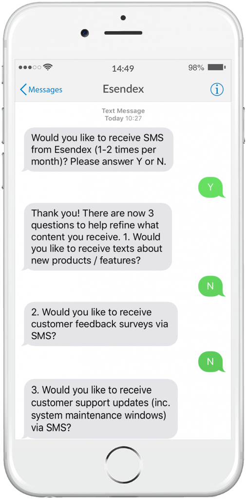 GDPR Preferences via SMS