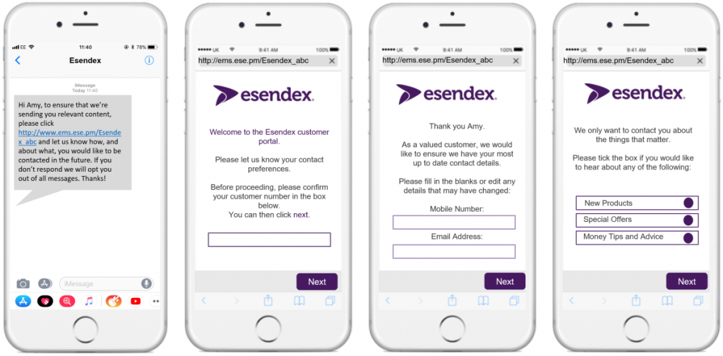 Mobile first preference centre