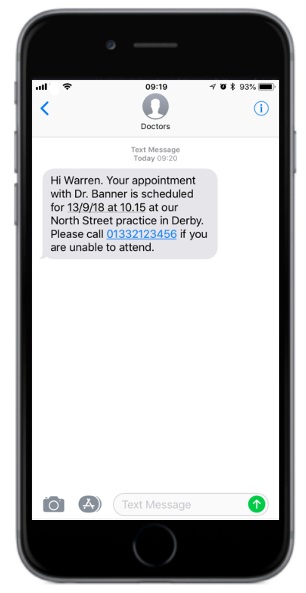 doctor text message example